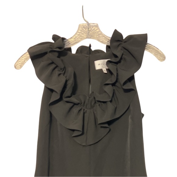 Milly Sadie Ruffle Black Minidress Revolve Brand Size 2 little Black Dre… - Picture 2 of 7